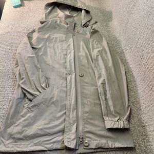 London Fog Jacket Womens Size M Tan Mid Length Hooded